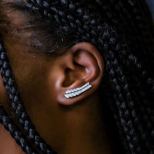 Boucle d’oreille 8Shine — Iced Herringbone Crawler (unité)