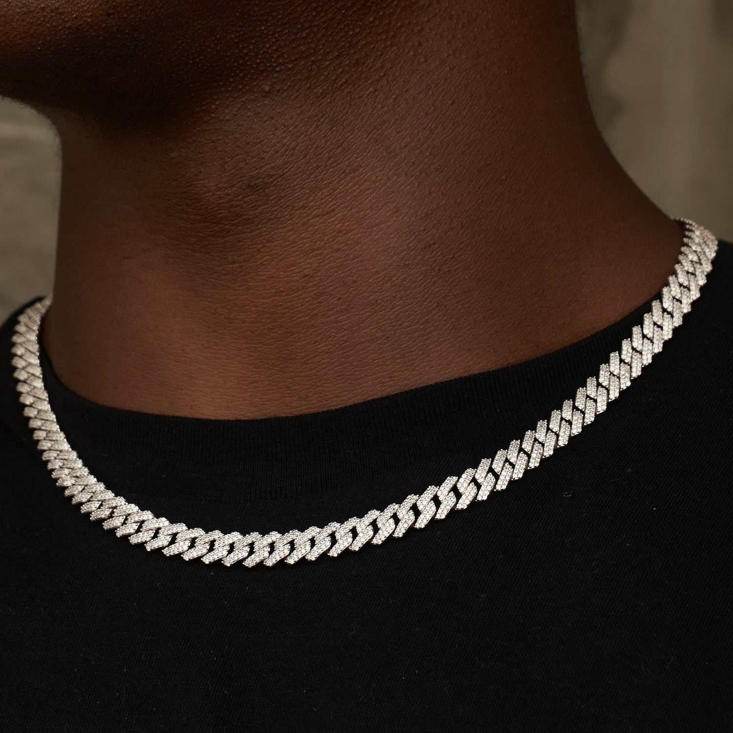 Chaine 8Shine Diamond Prong Cuban Or blanc - 8,5 mm