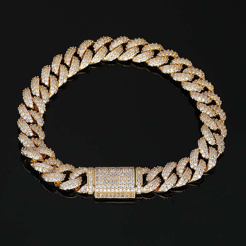 Bracelet Diamond Prong Link 8Shine Or Jaune - 12mm