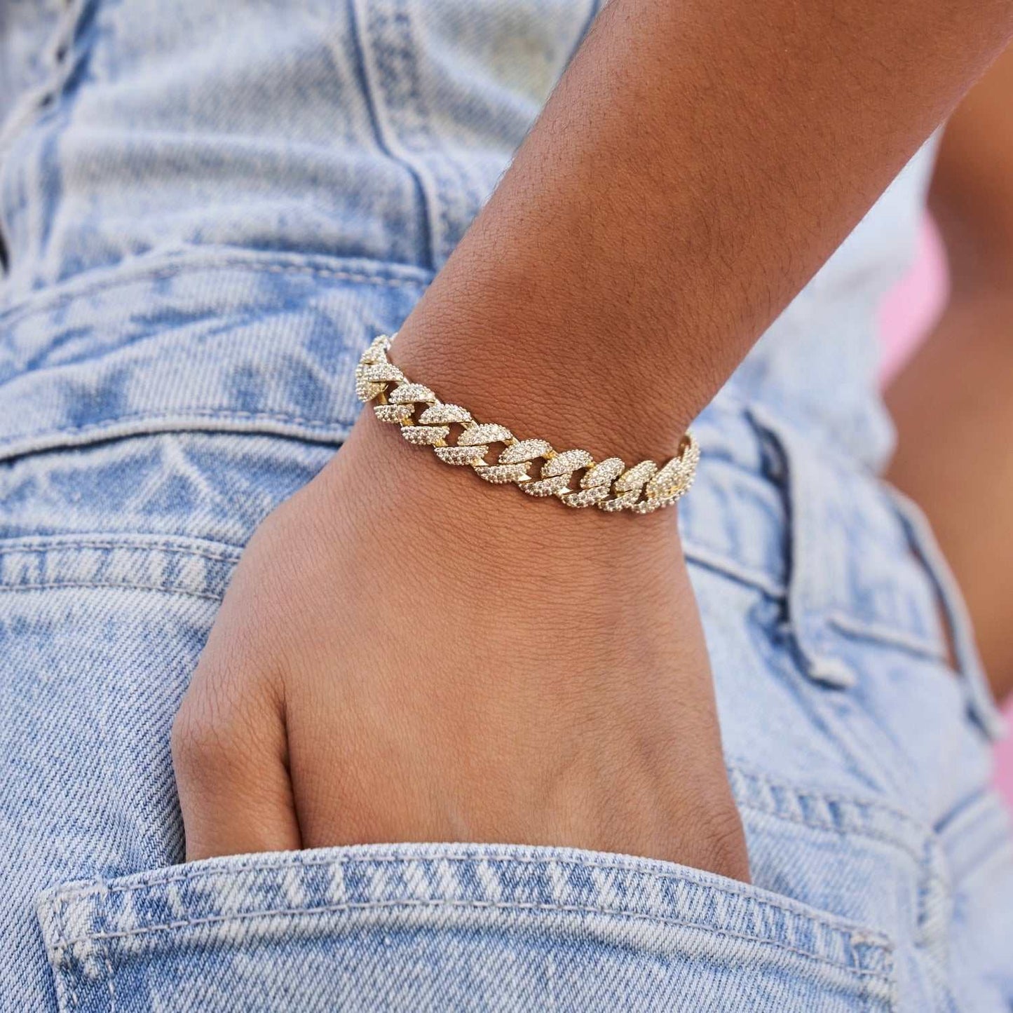 Bracelet 8Shine — Cuban à Diamants en Or Jaune 8.5mm