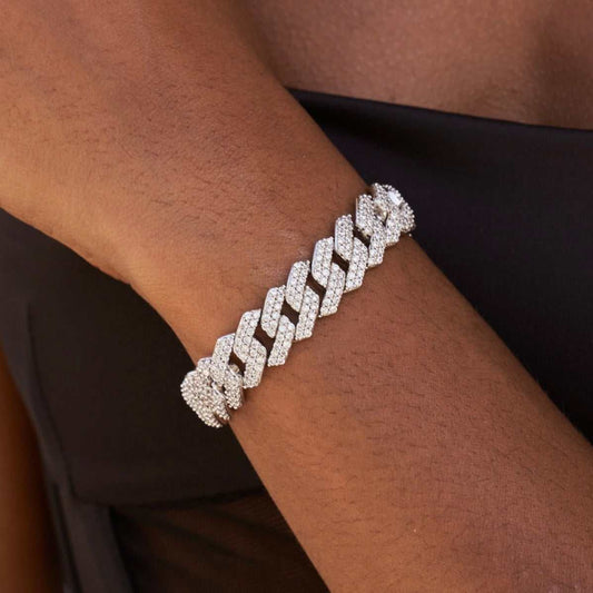 Bracelet 8Shine — Prong Link à Diamants en Or Blanc 12mm