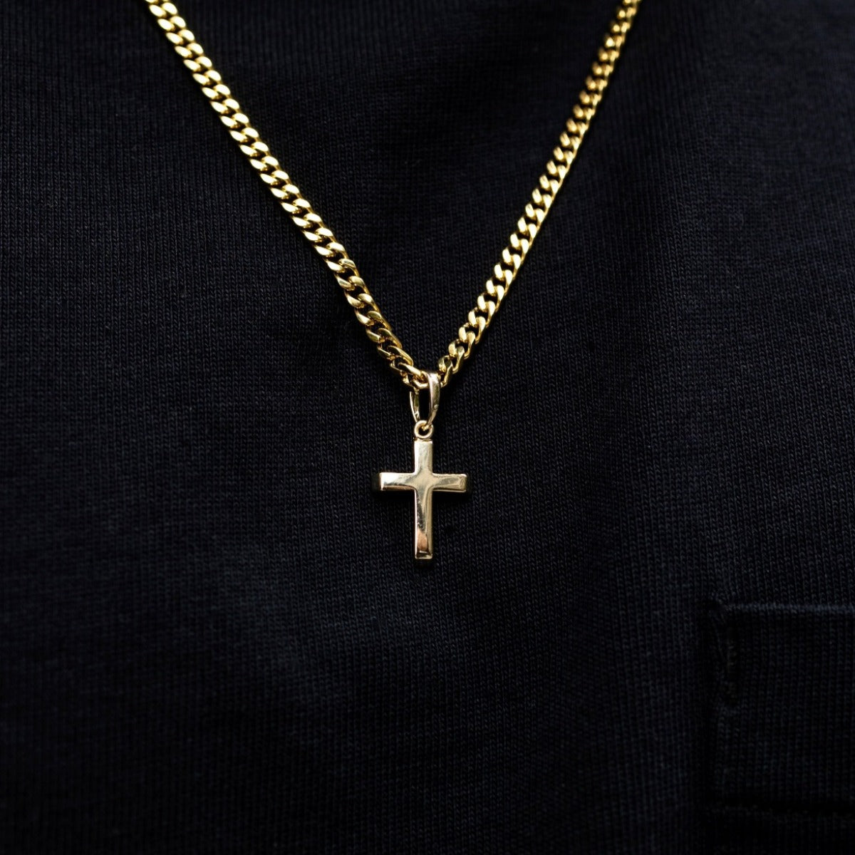 Pendentif Croix Simple Micro en Or Jaune 8Shine