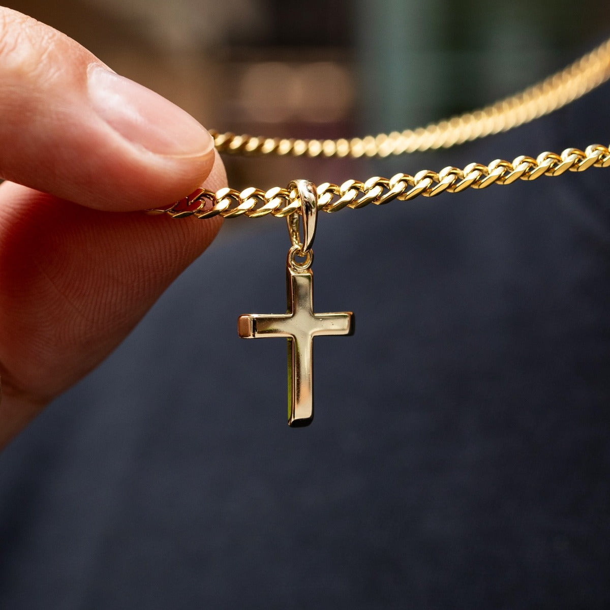 Pendentif Croix Simple Micro en Or Jaune 8Shine