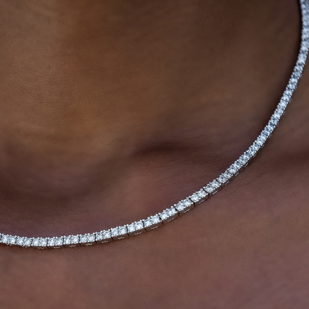 Collier 8Shine — Chaîne Tennis à Diamants en Or Blanc 2mm