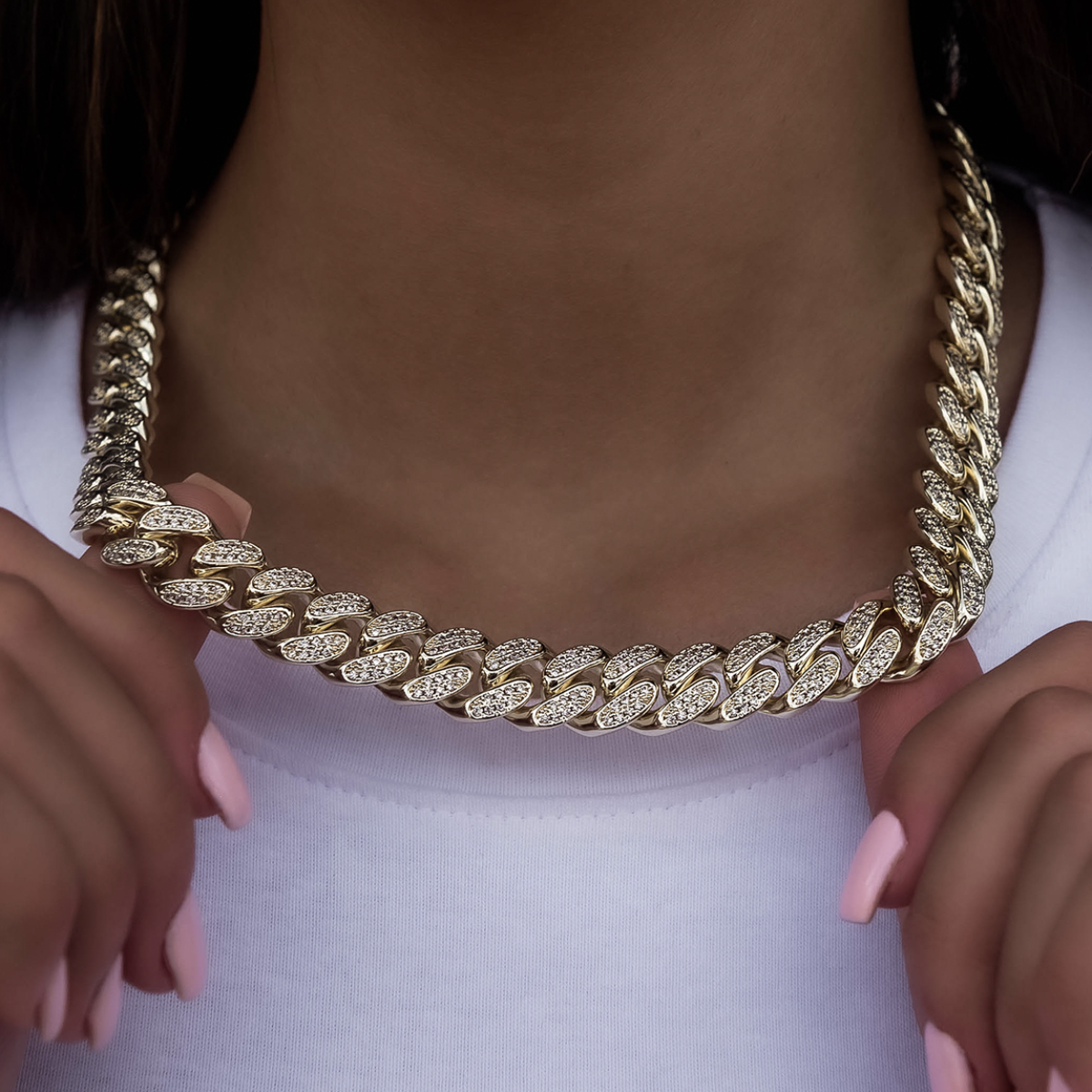 Collier 8Shine — Chaîne Cuban à Diamants en Or Jaune 12mm