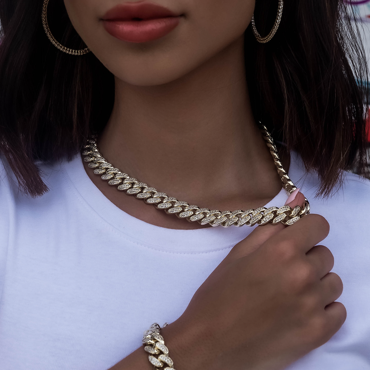 Collier 8Shine — Chaîne Cuban à Diamants en Or Jaune 12mm
