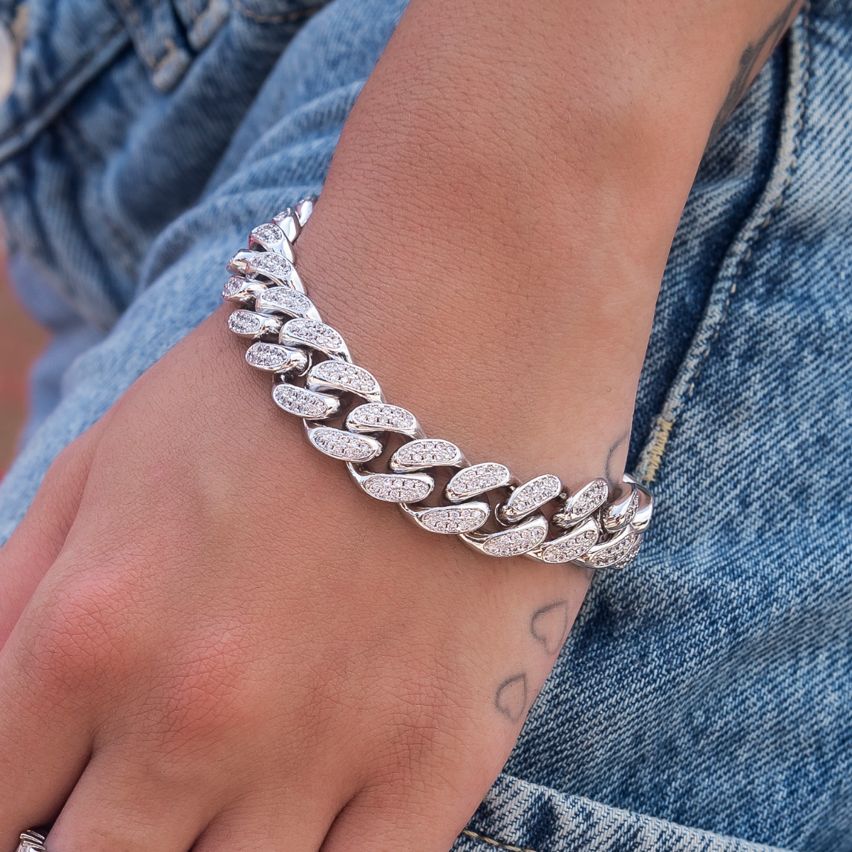 Bracelet 8Shine — Cuban à Diamants en Or Blanc 12mm