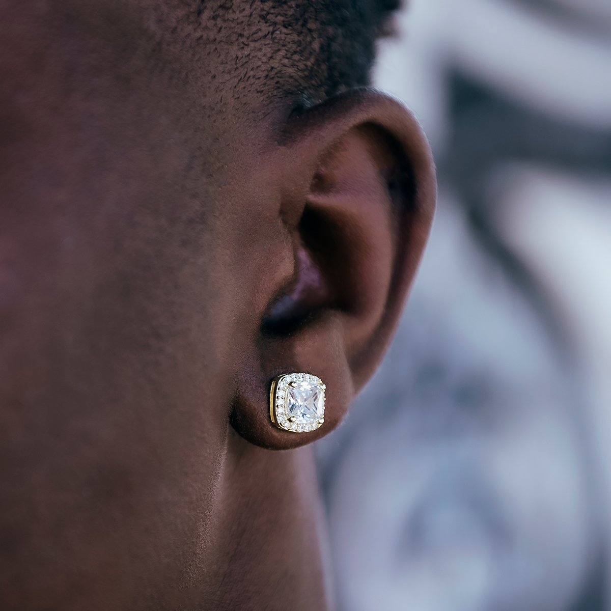 Boucles d’Oreilles 8Shine Cushion Cut en Or Jaune