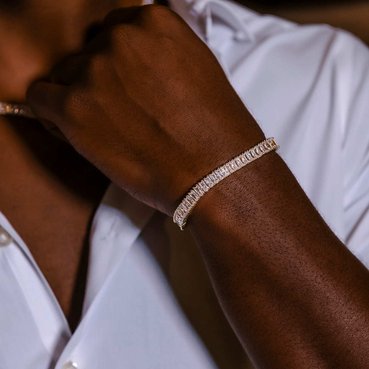Bracelet Tennis Baguette Diamant 8Shine Or Jaune - 6mm