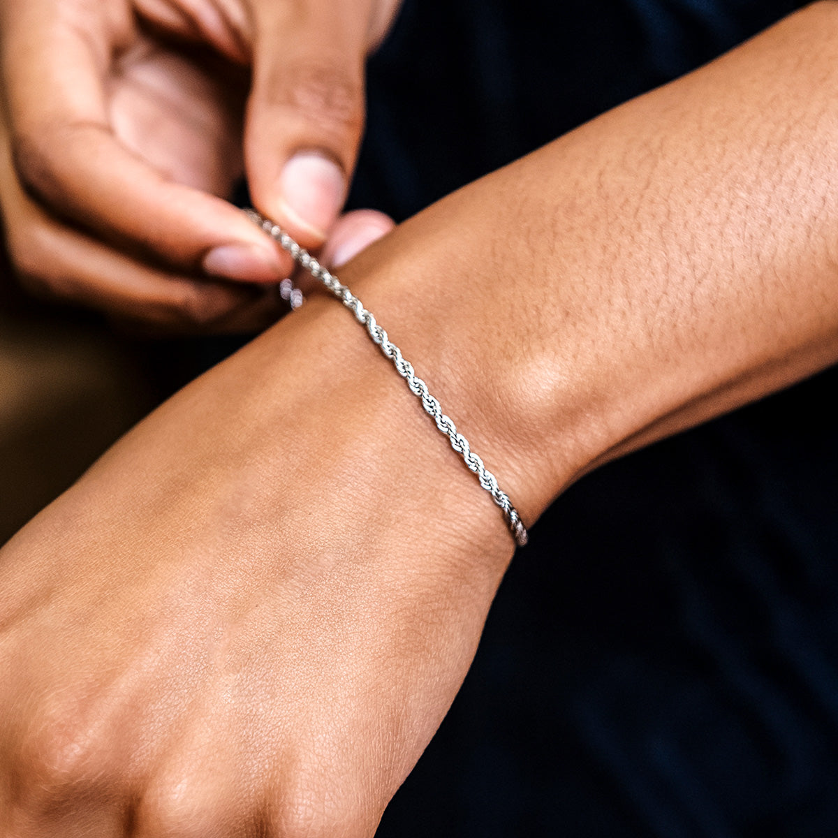 Bracelet 8Shine — Rope en Or Blanc 2mm