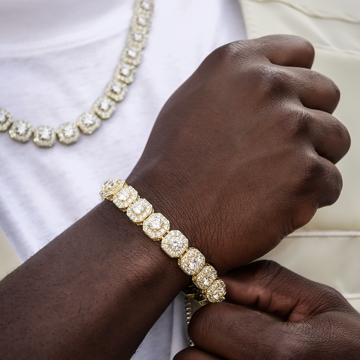 Bracelet Clustered Tennis 8Shine Or Jaune - 12mm