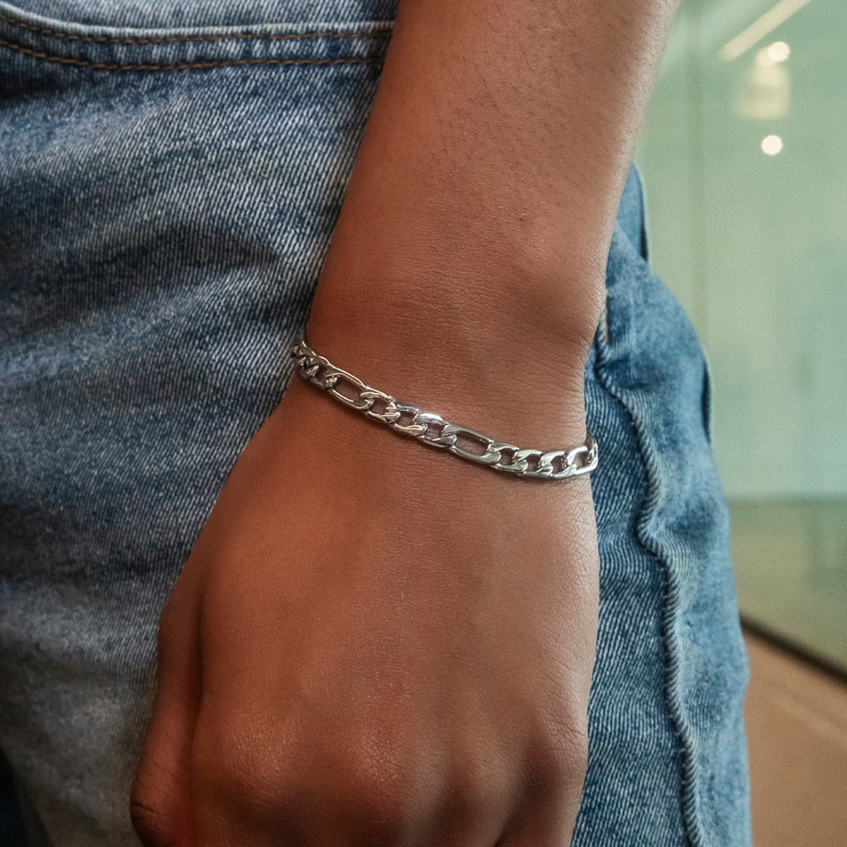 Bracelet 8Shine — Figaro en Or Blanc 6mm