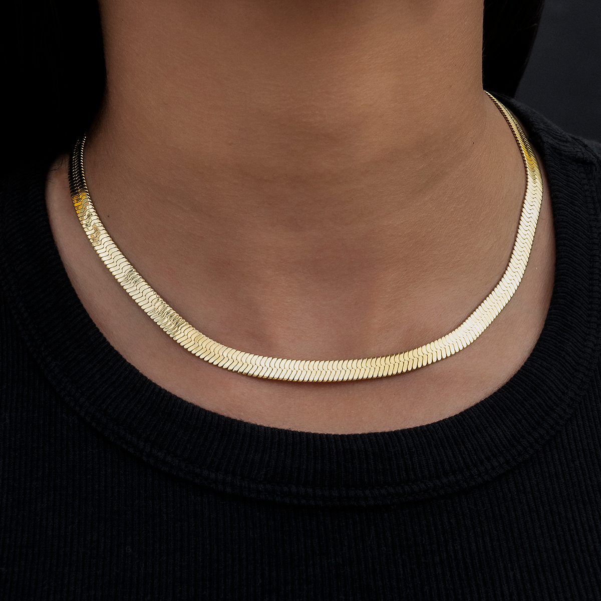 Collier 8Shine — Chaîne Herringbone en Or Jaune 6mm