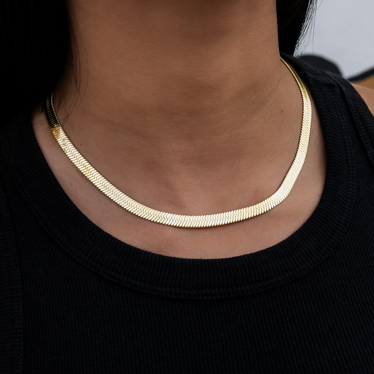 Collier 8Shine — Chaîne Herringbone en Or Jaune 6mm