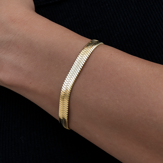 Bracelet 8Shine — Herringbone en Or Jaune 6mm