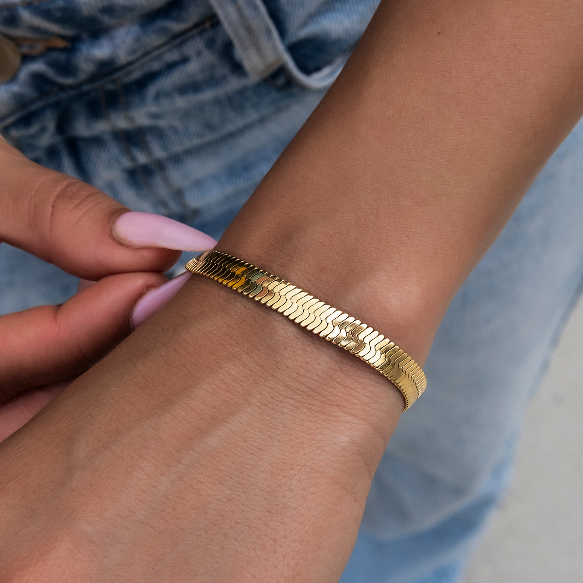 Bracelet 8Shine — Herringbone en Or Jaune 6mm