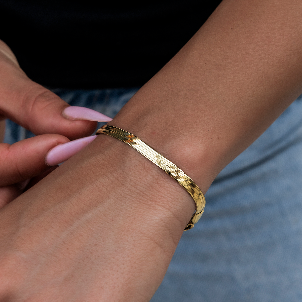 Bracelet 8Shine — Herringbone en Or Jaune 4mm