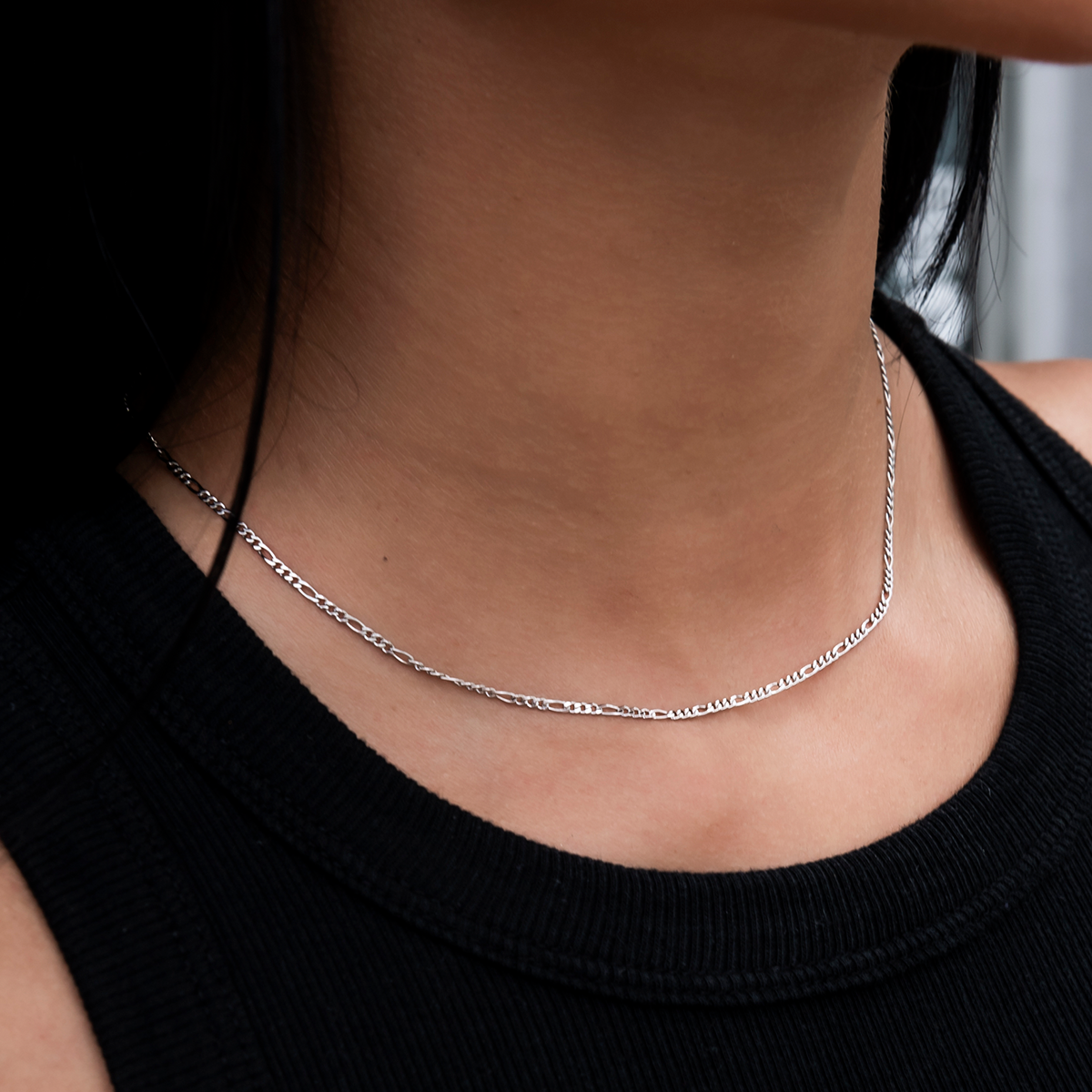 Collier 8Shine — Chaîne Figaro en Or Blanc 2mm