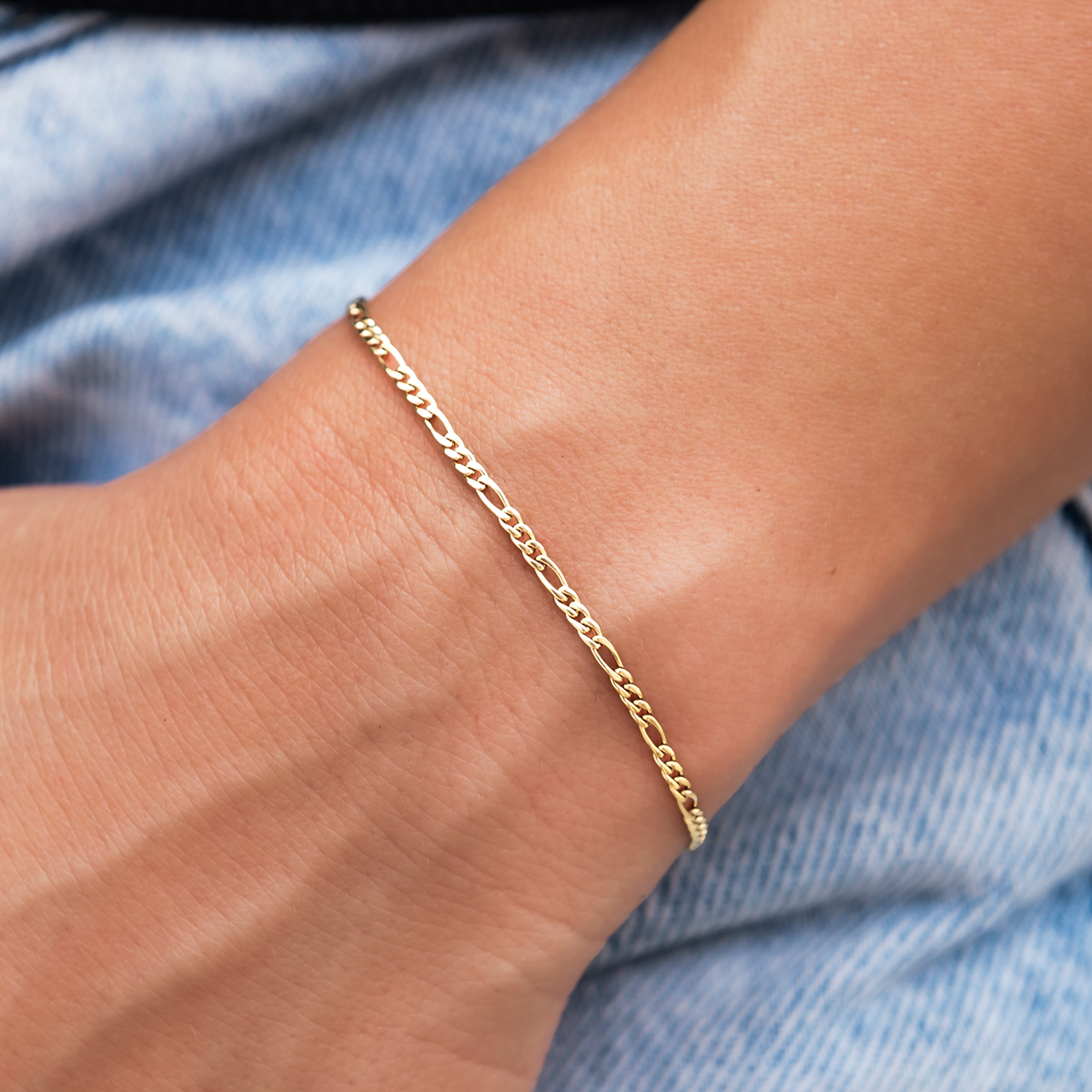 Bracelet 8Shine — Figaro en Or Jaune 2mm