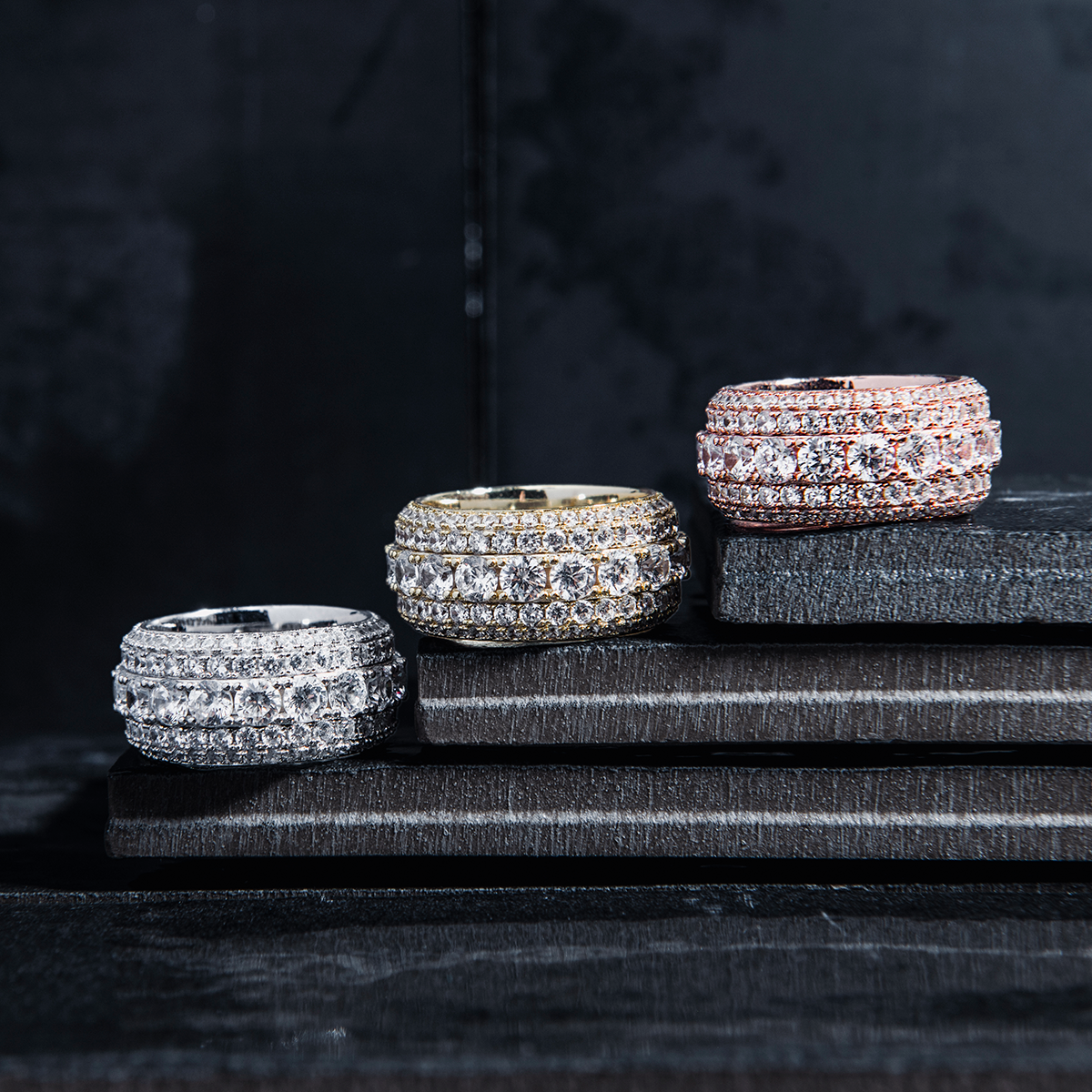 Bague 8Shine – 5 Layer Diamond Band en Or Blanc Vermeil