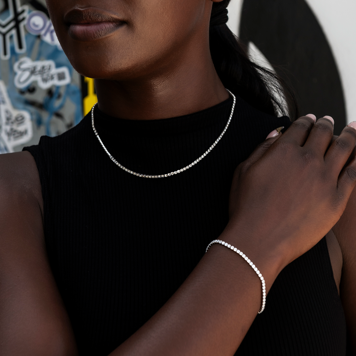 Collier 8Shine — Chaîne Micro Tennis en Or Blanc