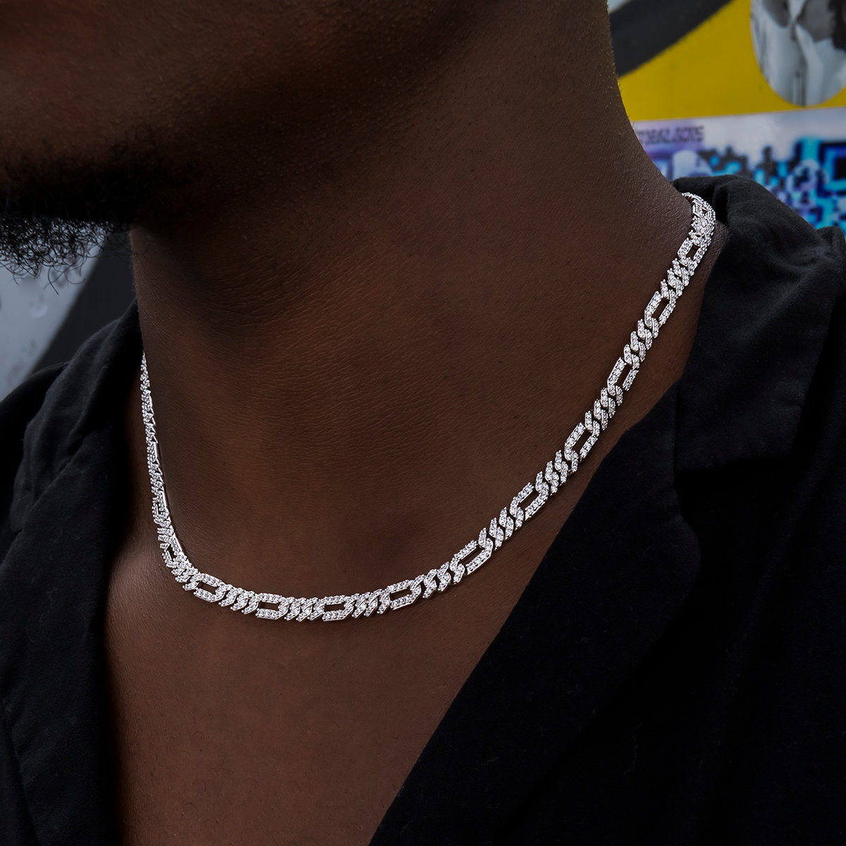 Chaîne 8Shine Figaro Diamond en Or Blanc – 6mm