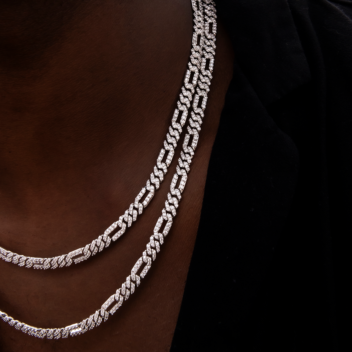 Chaîne 8Shine Figaro Diamond en Or Blanc – 6mm