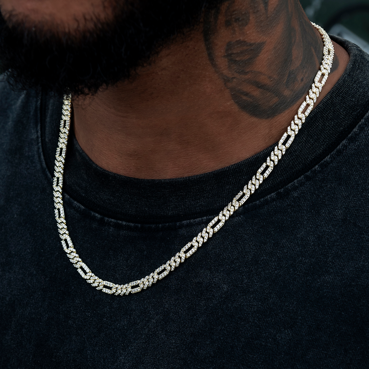 Chaîne 8Shine Figaro Diamantée en Or Jaune – 6mm
