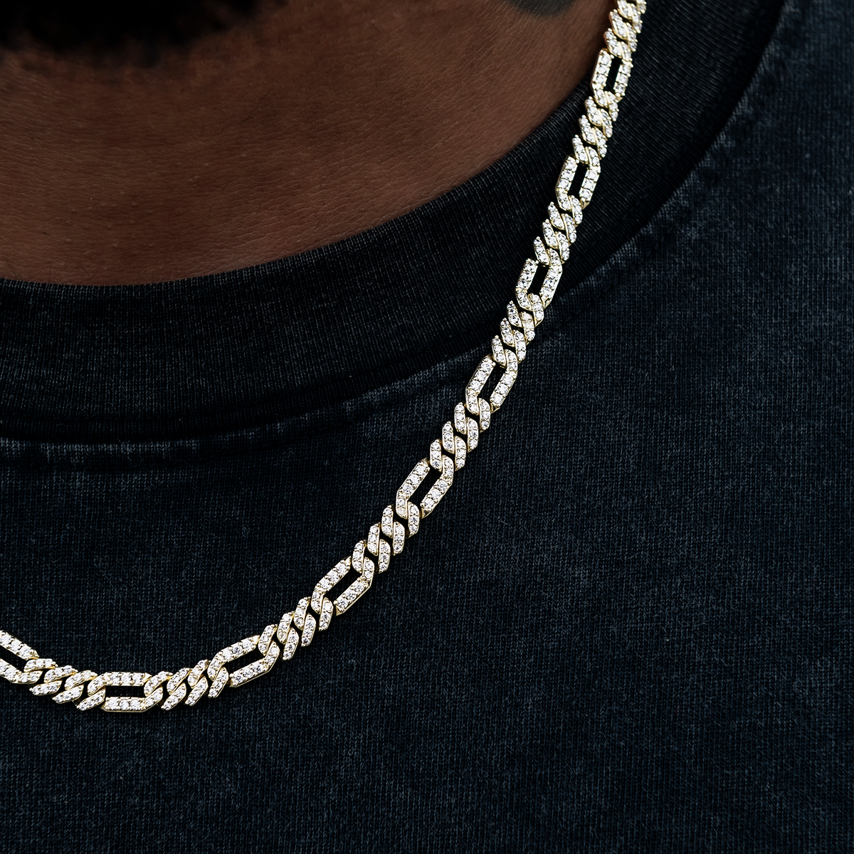Chaîne 8Shine Figaro Diamantée en Or Jaune – 6mm