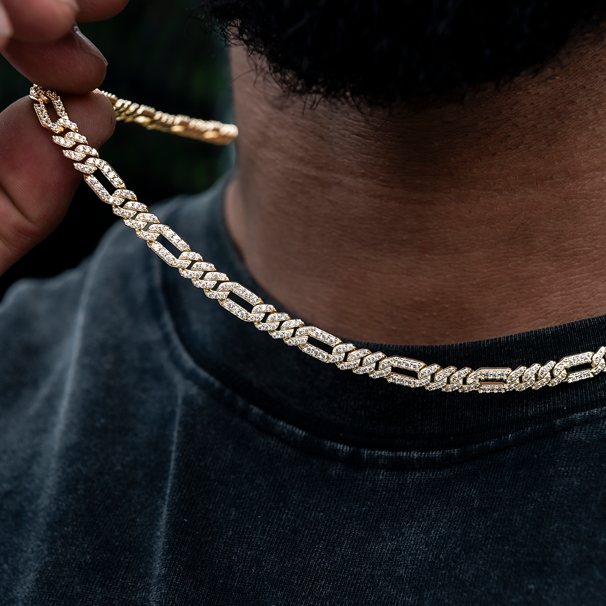 Chaîne 8Shine Figaro Diamantée en Or Jaune – 6mm