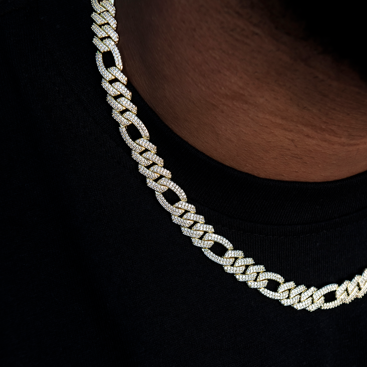 Chaîne 8Shine Figaro Diamond en Or Jaune – 10mm