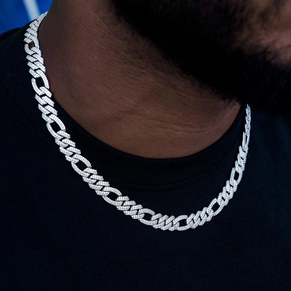 Chaîne 8Shine Figaro Diamond en Or Blanc – 10mm