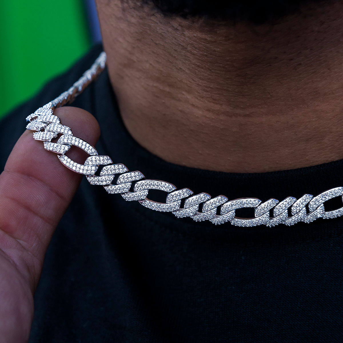 Chaîne 8Shine Figaro Diamond en Or Blanc – 10mm