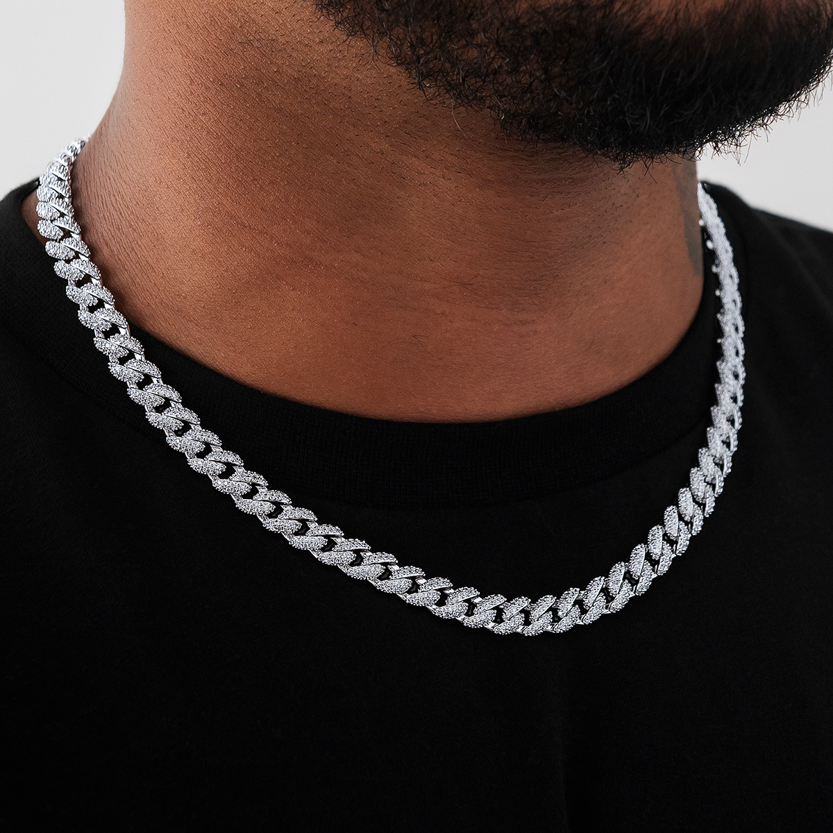 Chaîne 8Shine Cuban Diamond Or blanc - 8,5 mm