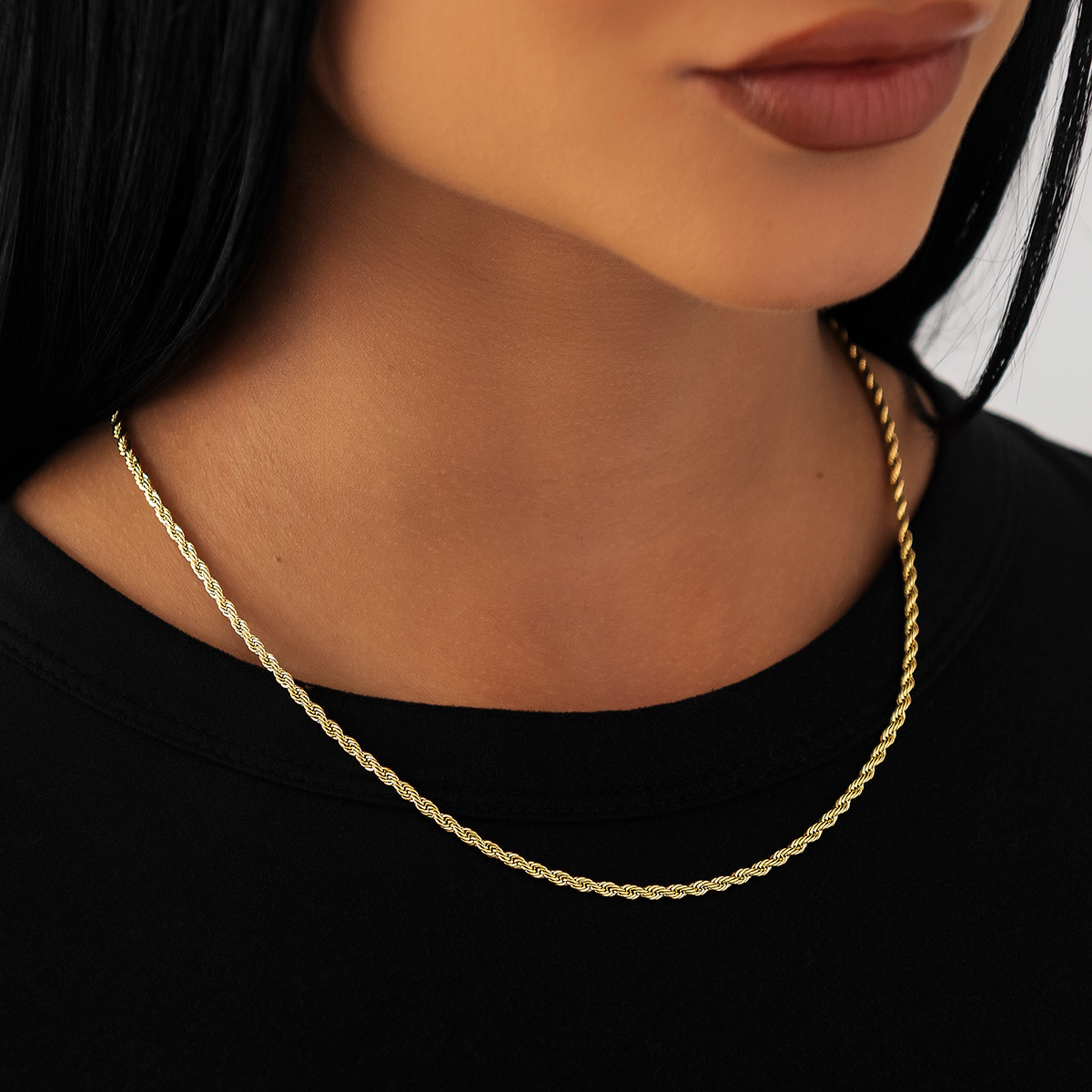 Collier 8Shine — Chaîne Rope en Or Jaune 2mm