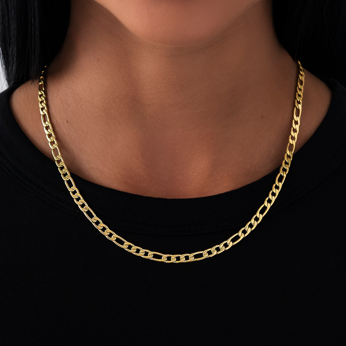 Collier 8Shine — Chaîne Figaro en Or Jaune 4mm