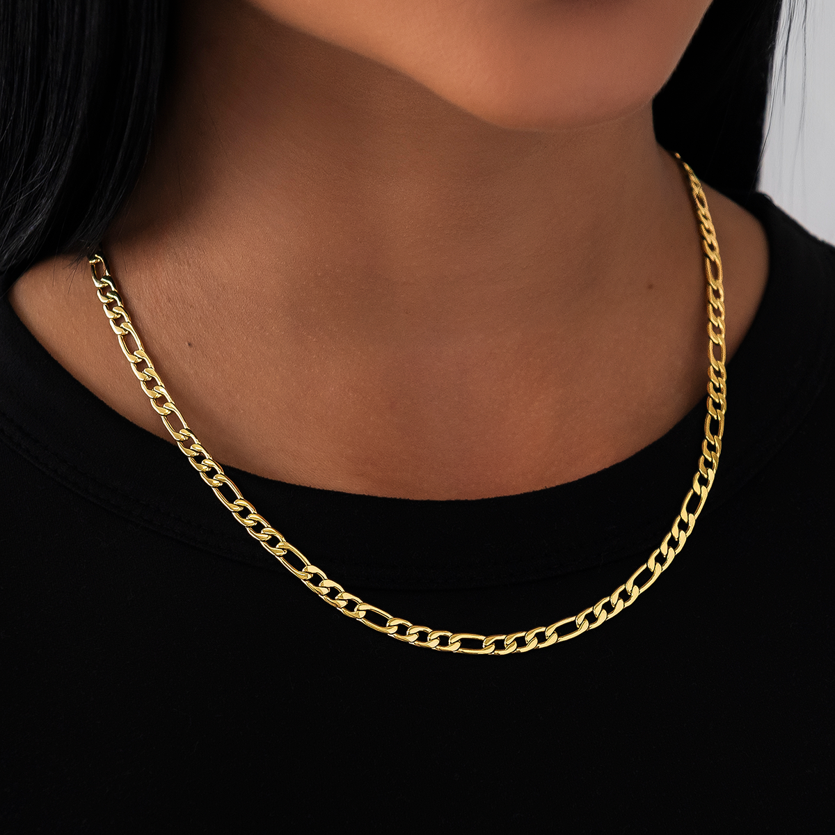 Collier 8Shine — Chaîne Figaro en Or Jaune 4mm