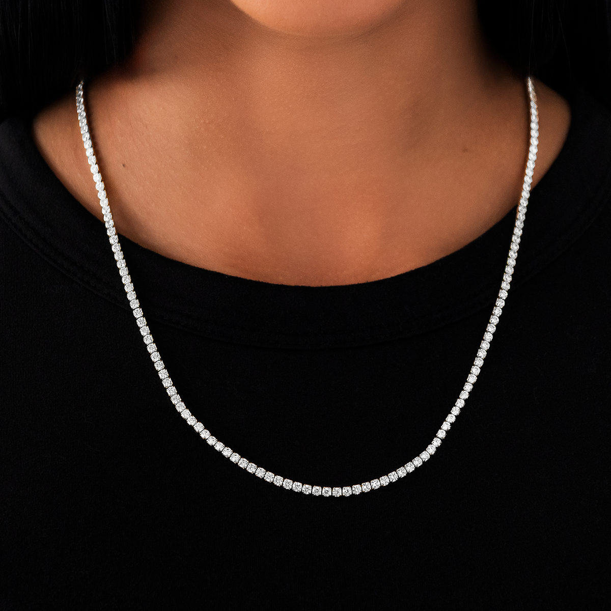 Collier 8Shine — Chaîne Micro Tennis en Or Blanc