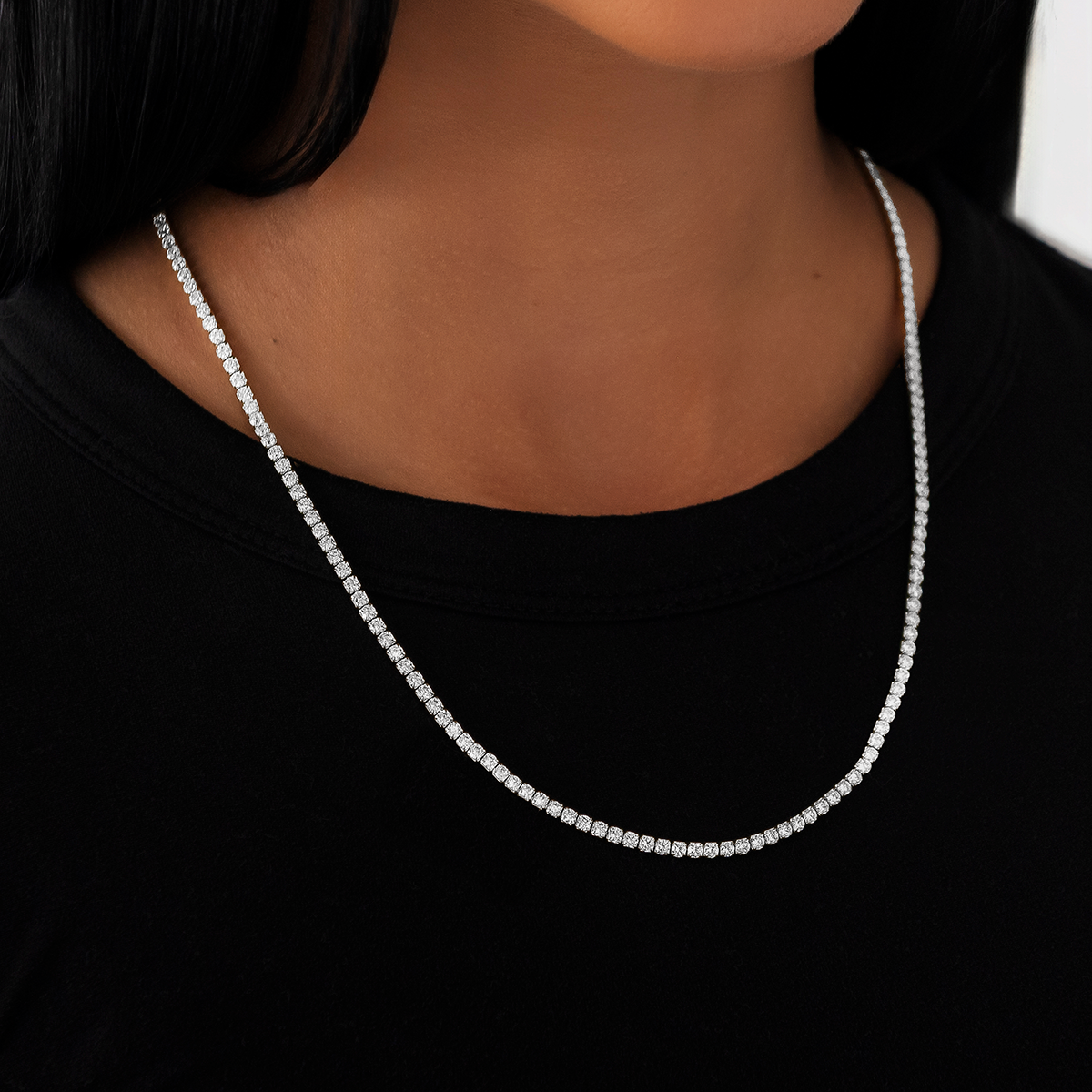 Collier 8Shine — Chaîne Micro Tennis en Or Blanc