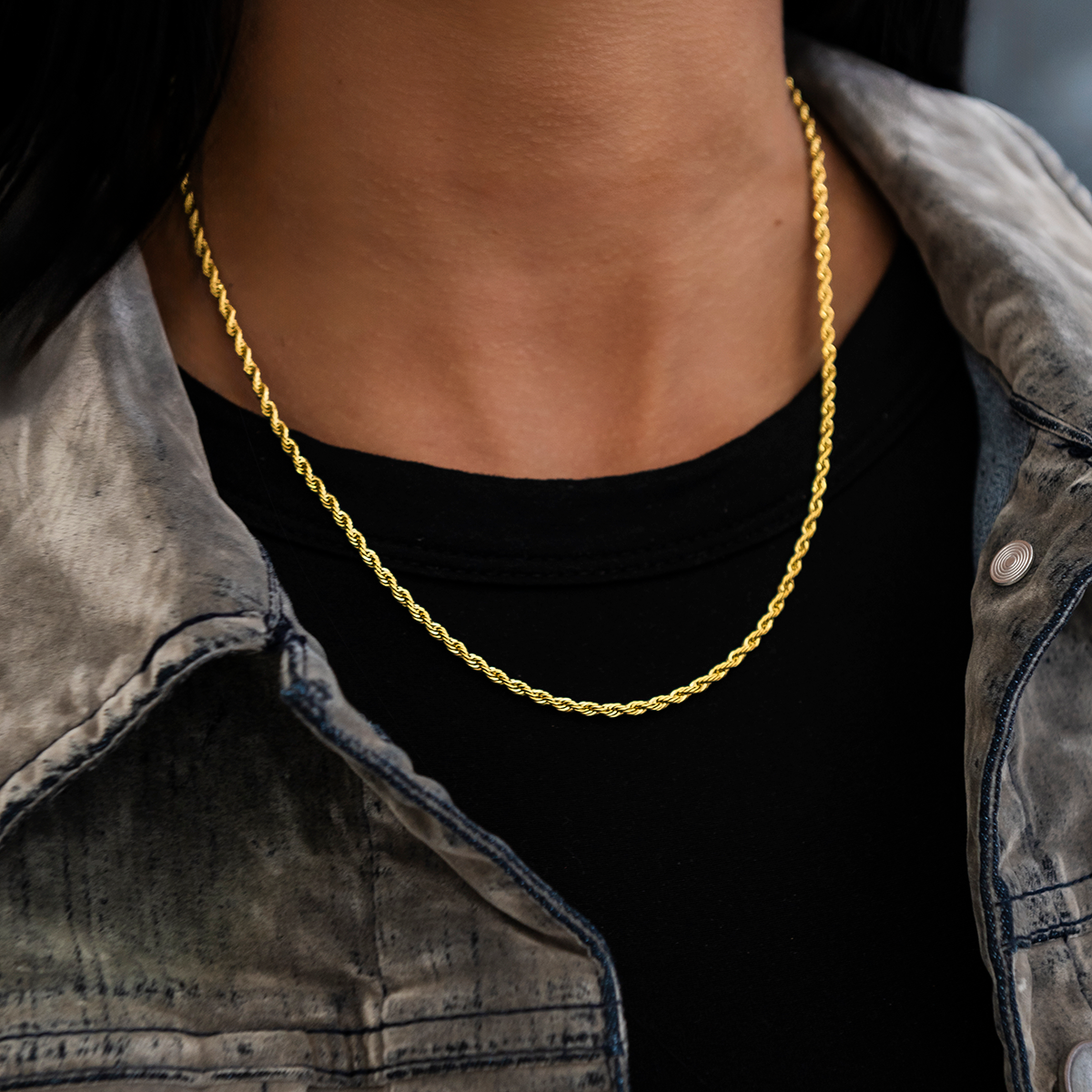 Collier 8Shine — Chaîne Rope en Or Jaune 2mm