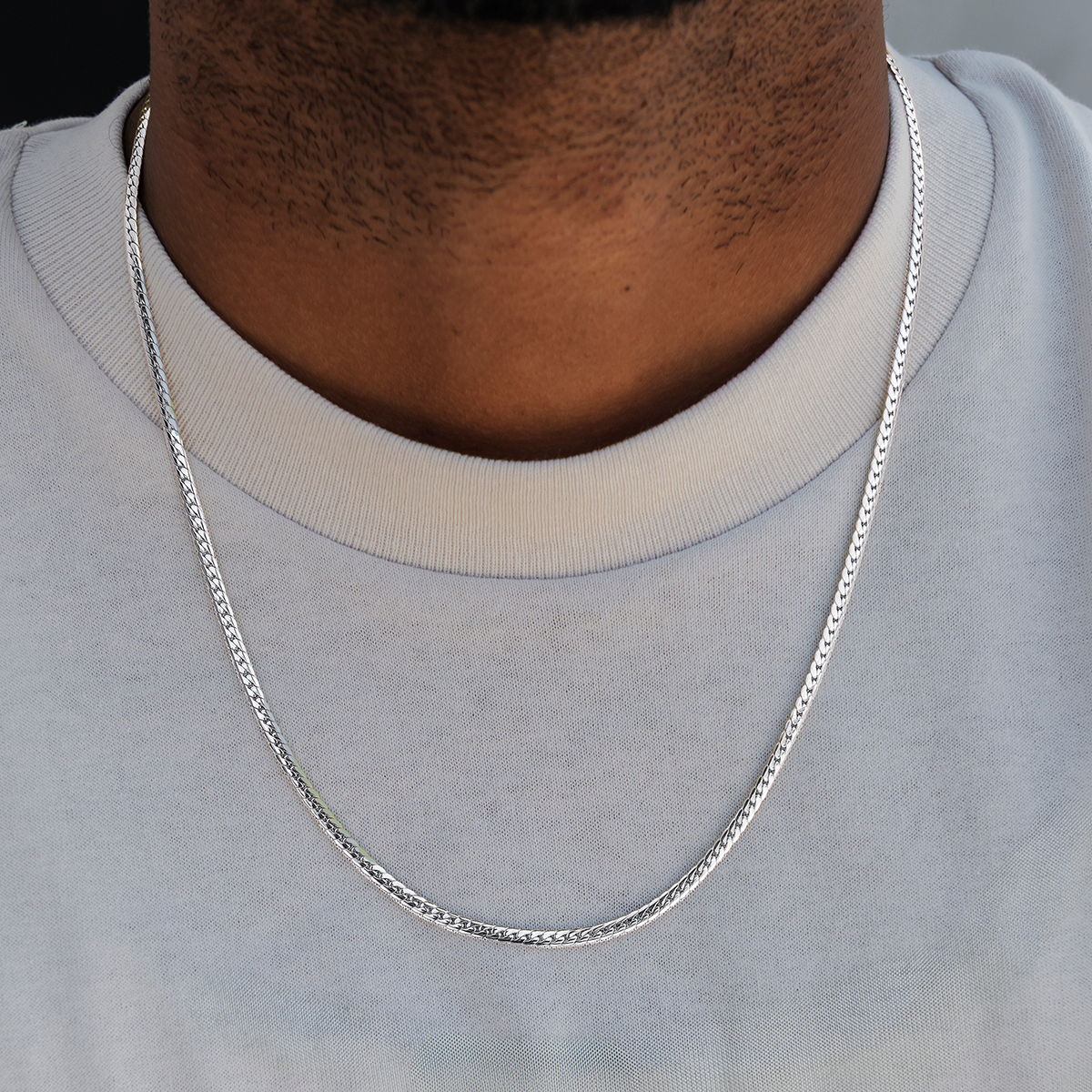 Chaîne 8Shine South Beach Cuban™ Or blanc - 3 mm