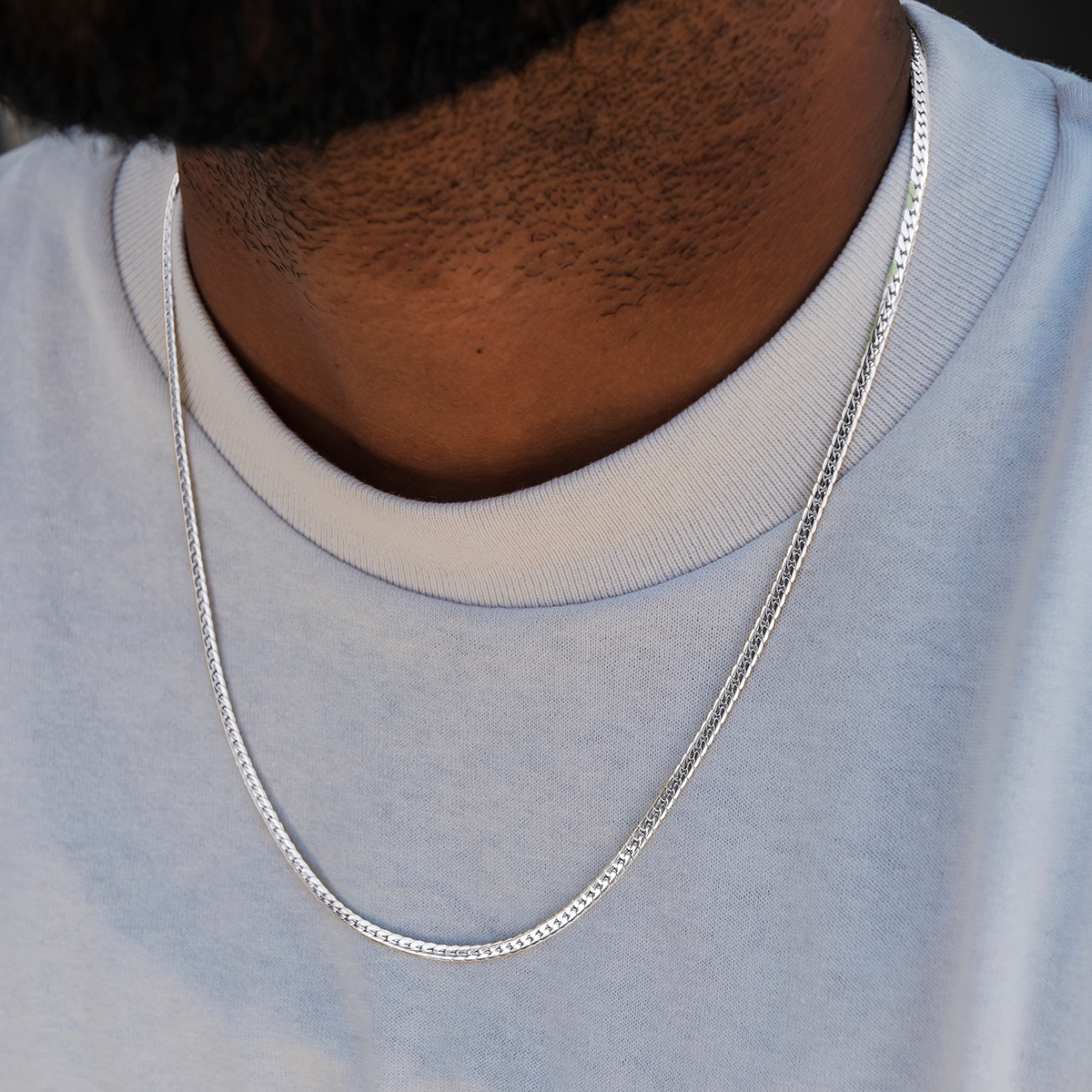 Chaîne 8Shine South Beach Cuban™ Or blanc - 3 mm