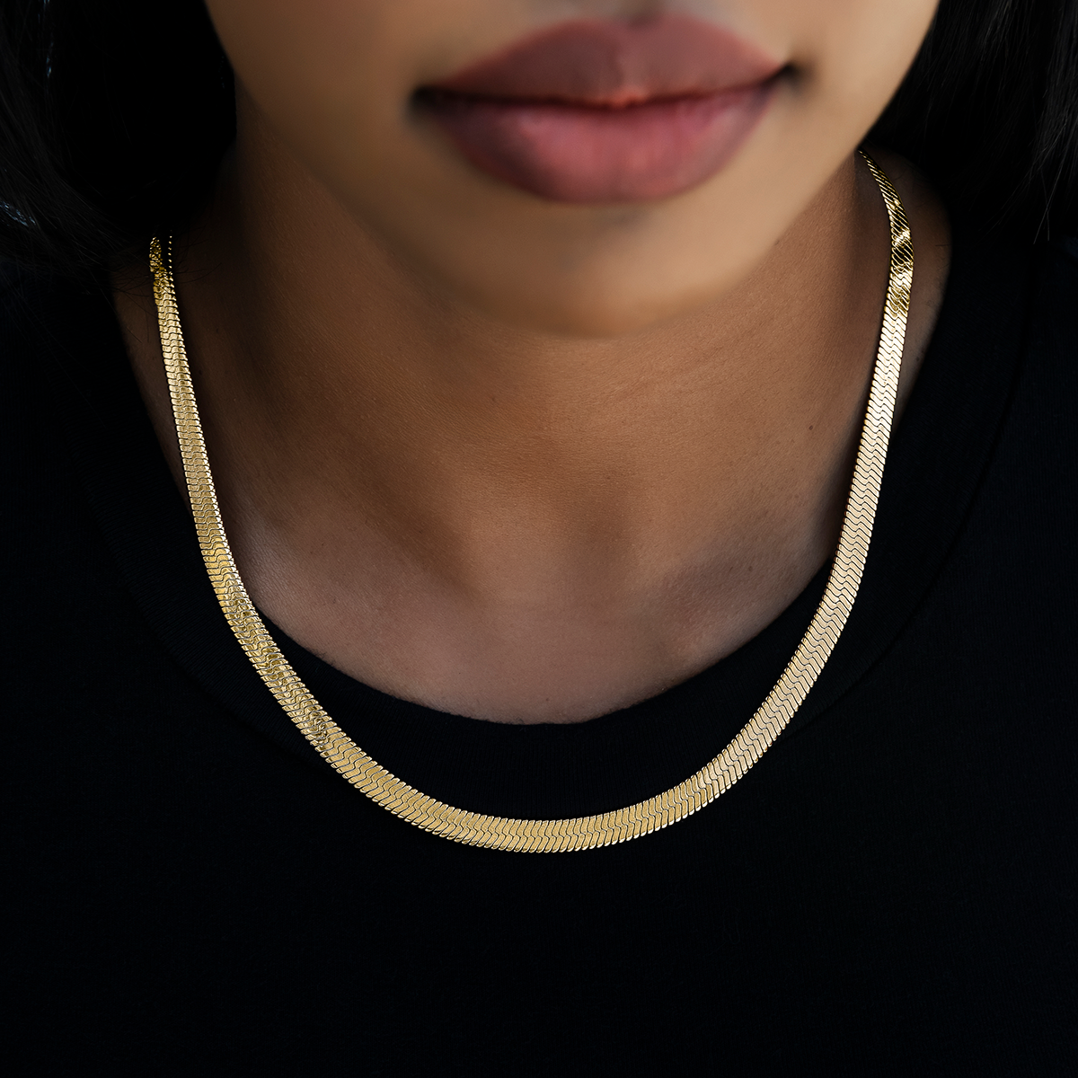 Collier 8Shine — Chaîne Herringbone en Or Jaune 8mm