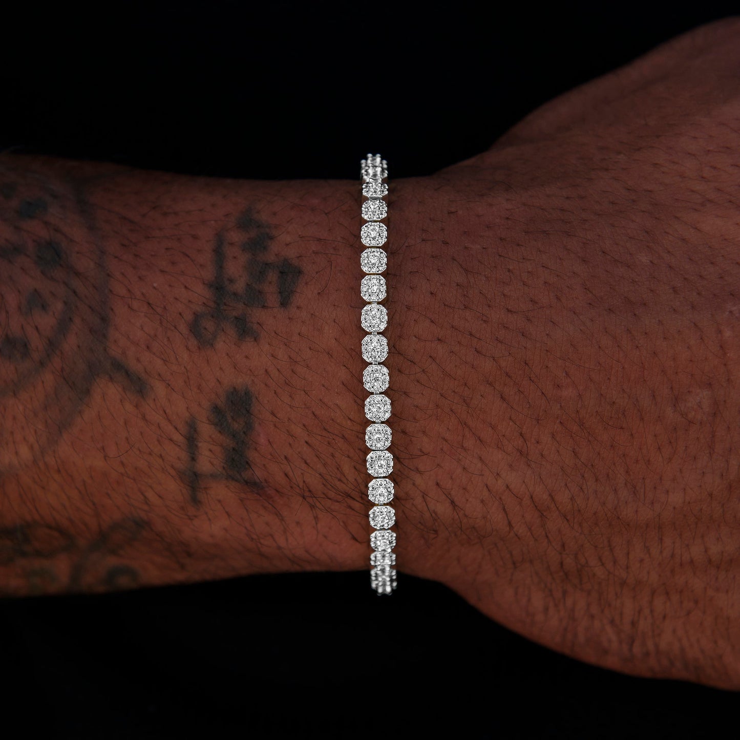 Bracelet Tennis Mini Clustered Iced 8Shine Or Blanc