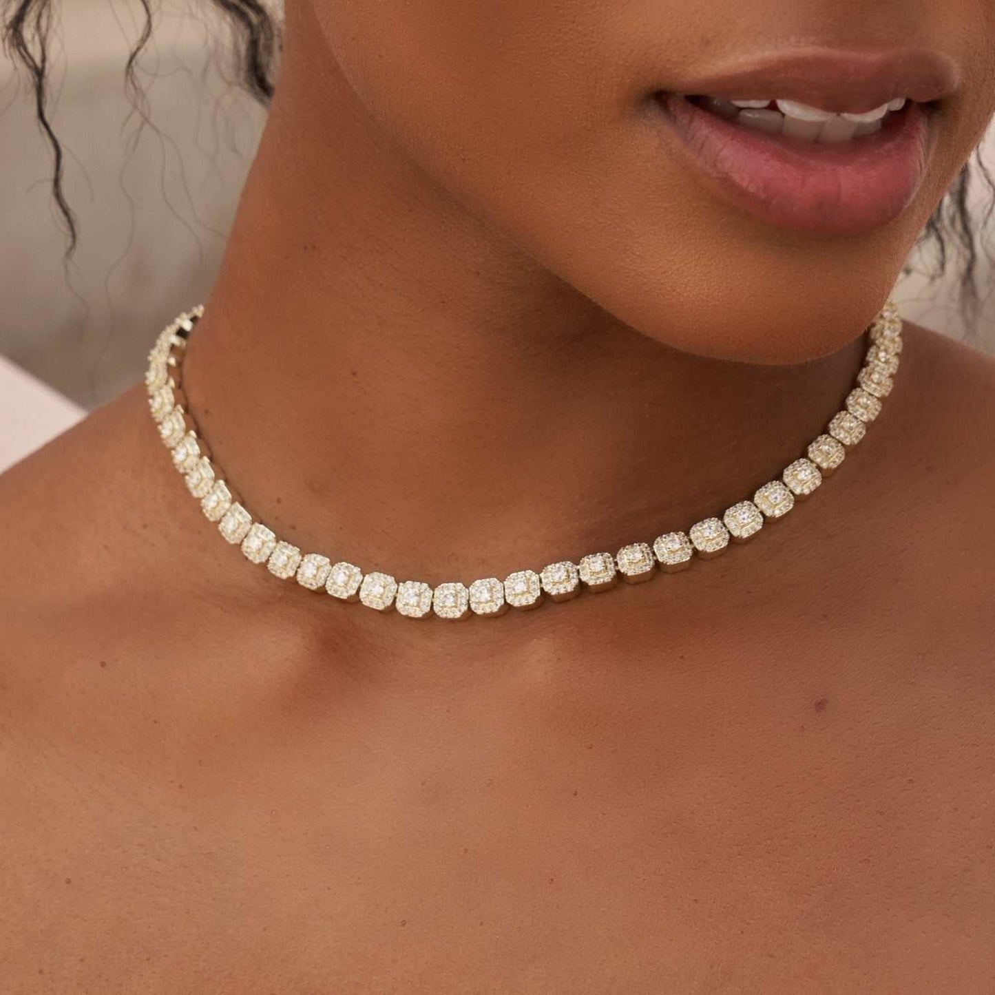 Collier 8Shine — Chaîne Micro Cluster Tennis en Or Jaune