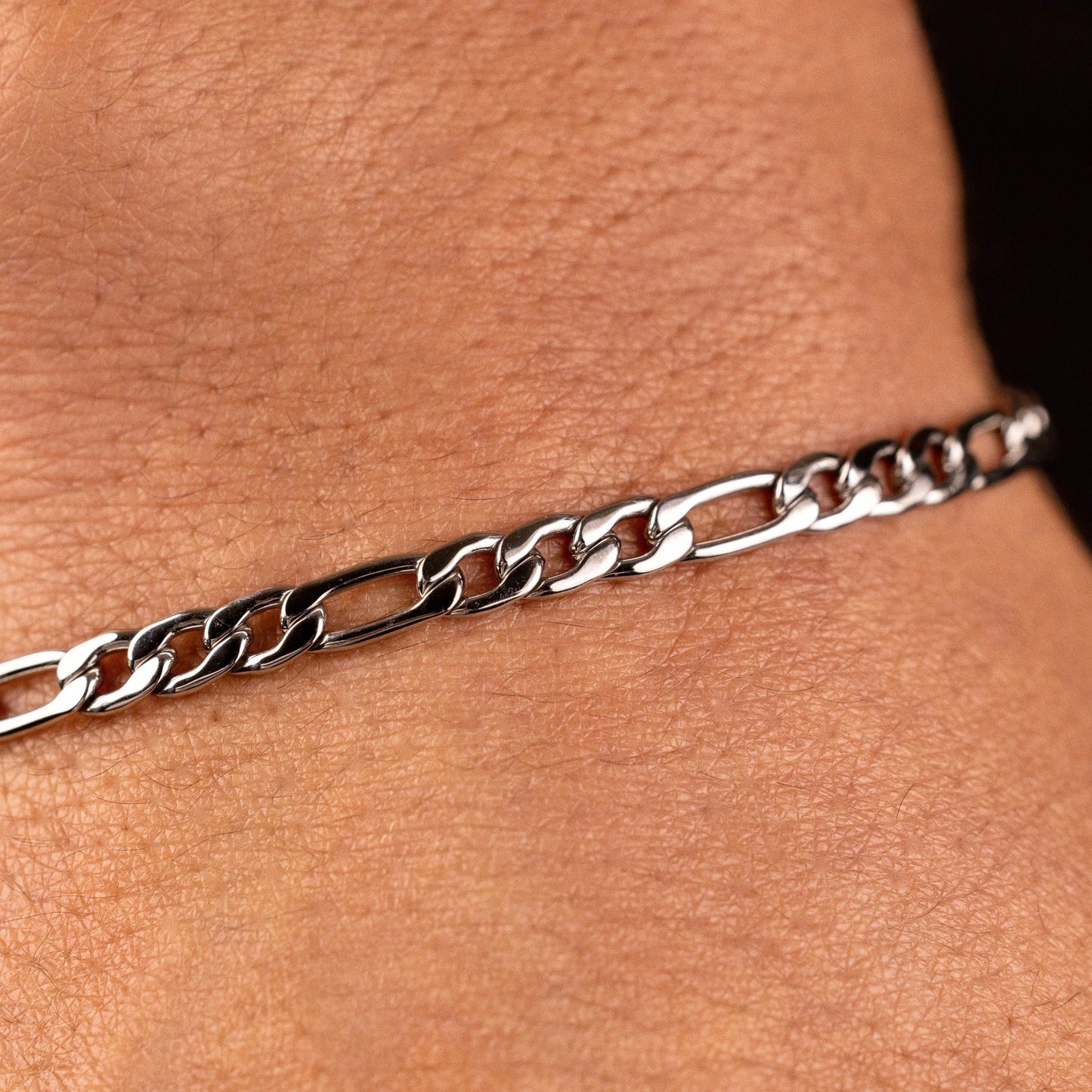 Bracelet Figaro 8Shine Or Blanc - 4mm