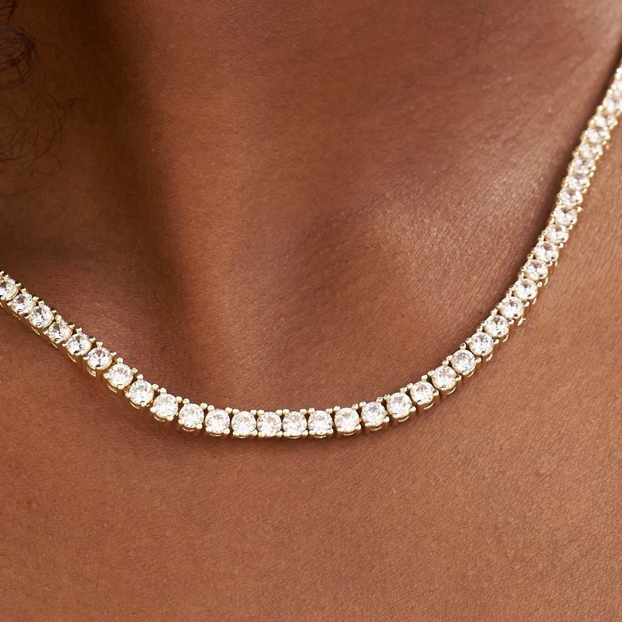 Collier 8Shine — Chaîne Tennis à Diamants en Or Jaune 3mm