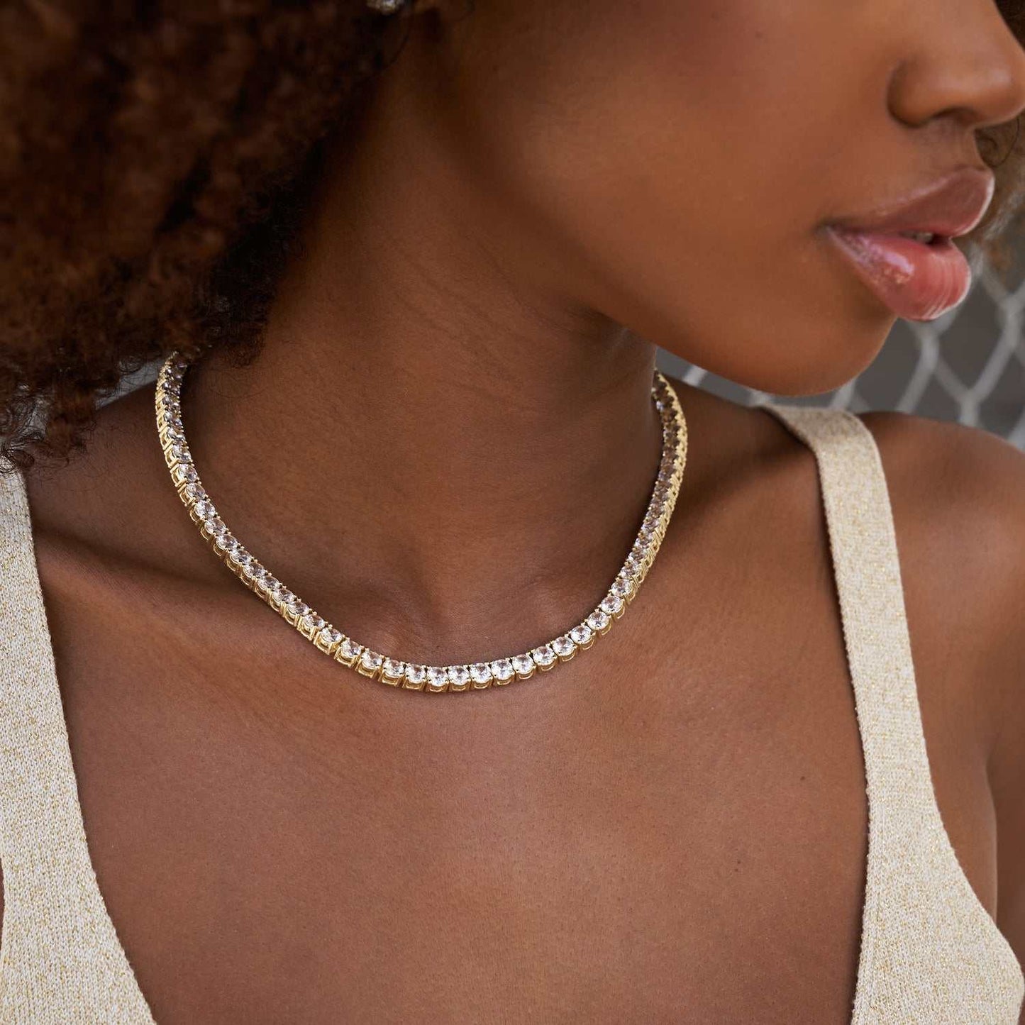 Collier 8Shine — Chaîne Tennis à Diamants en Or Jaune 5mm