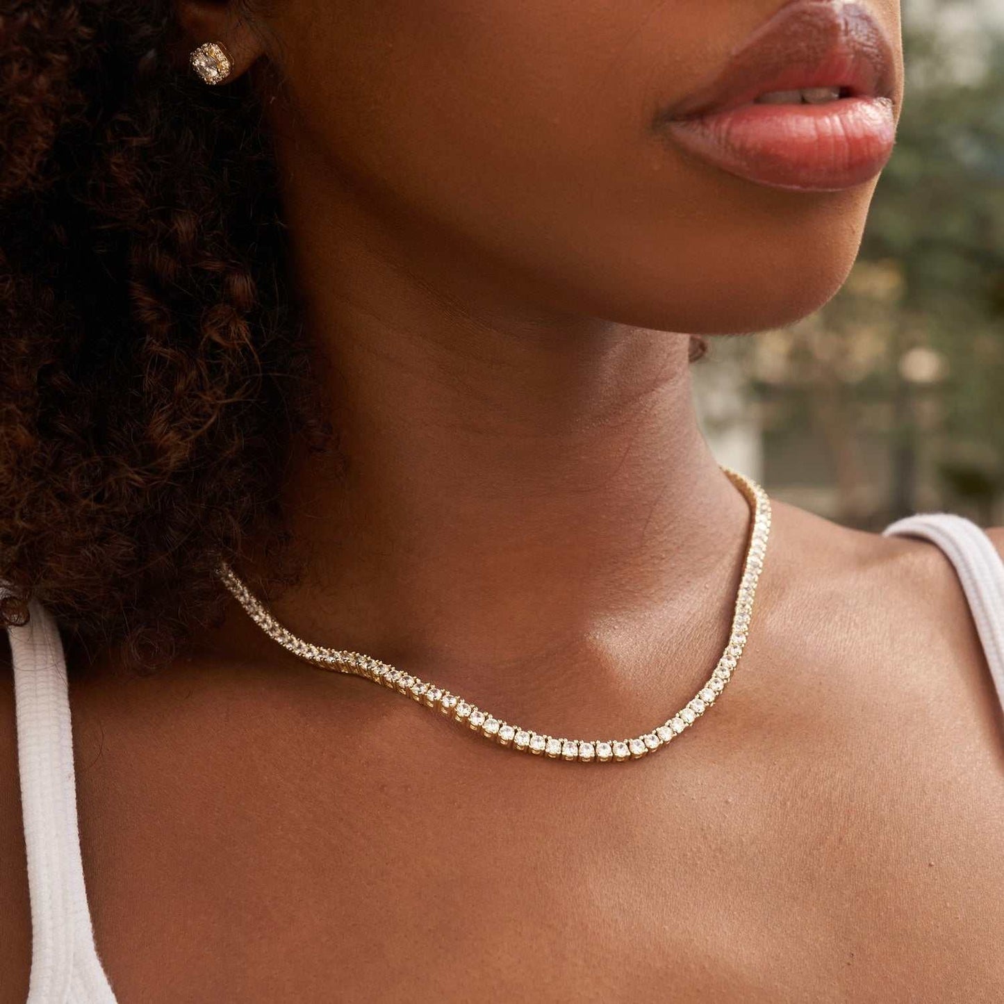 Collier 8Shine — Chaîne Tennis à Diamants en Or Jaune 3mm