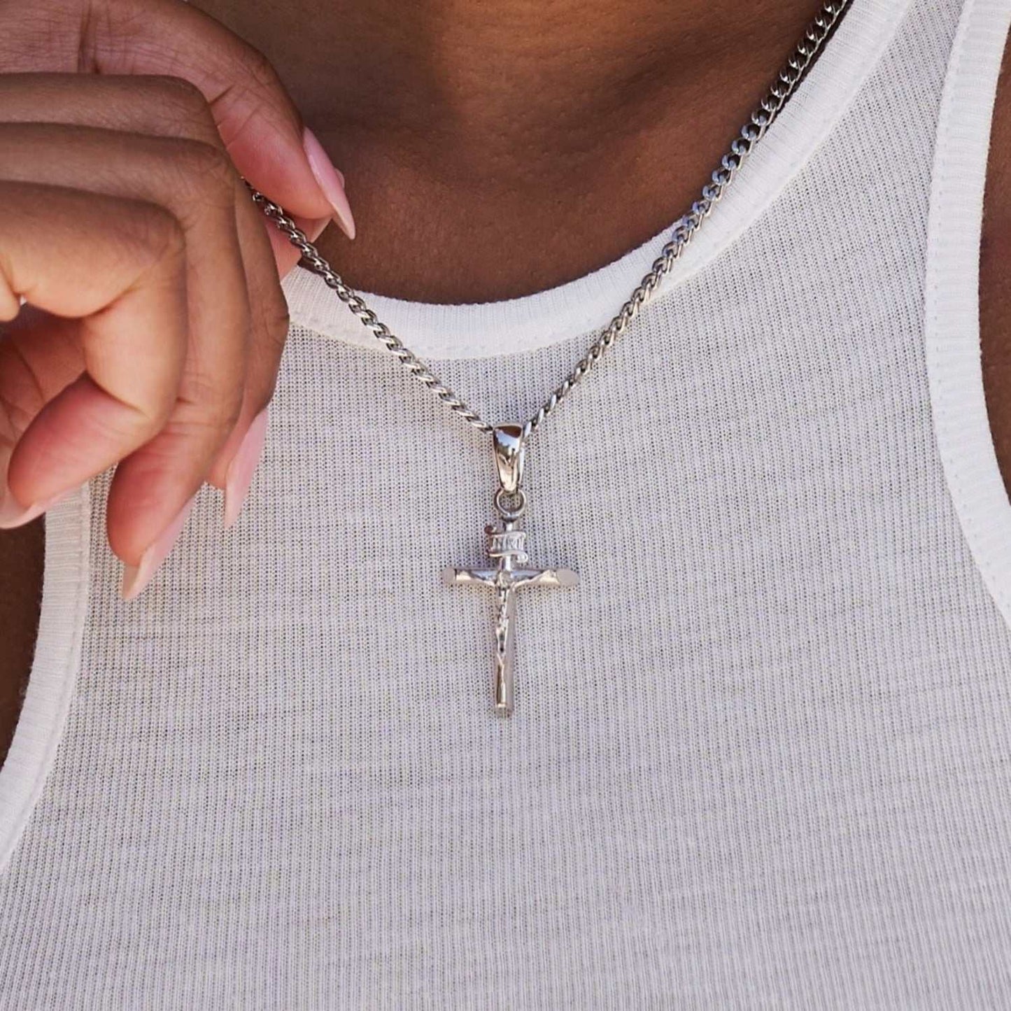 Pendentif 8Shine — Crucifix en Or Blanc